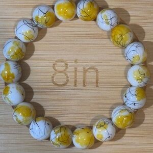 Yellow and White Beaded Bracelet